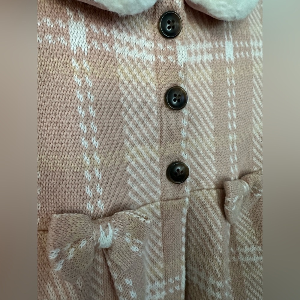 Tahari Girls' Pink Plaid Faux Fur Collar Dress Coat (1096) - Picture 8 of 13